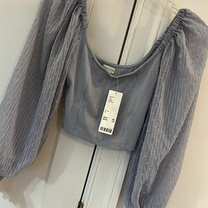 NWT - urban cropped peasant top with sheer sleeves